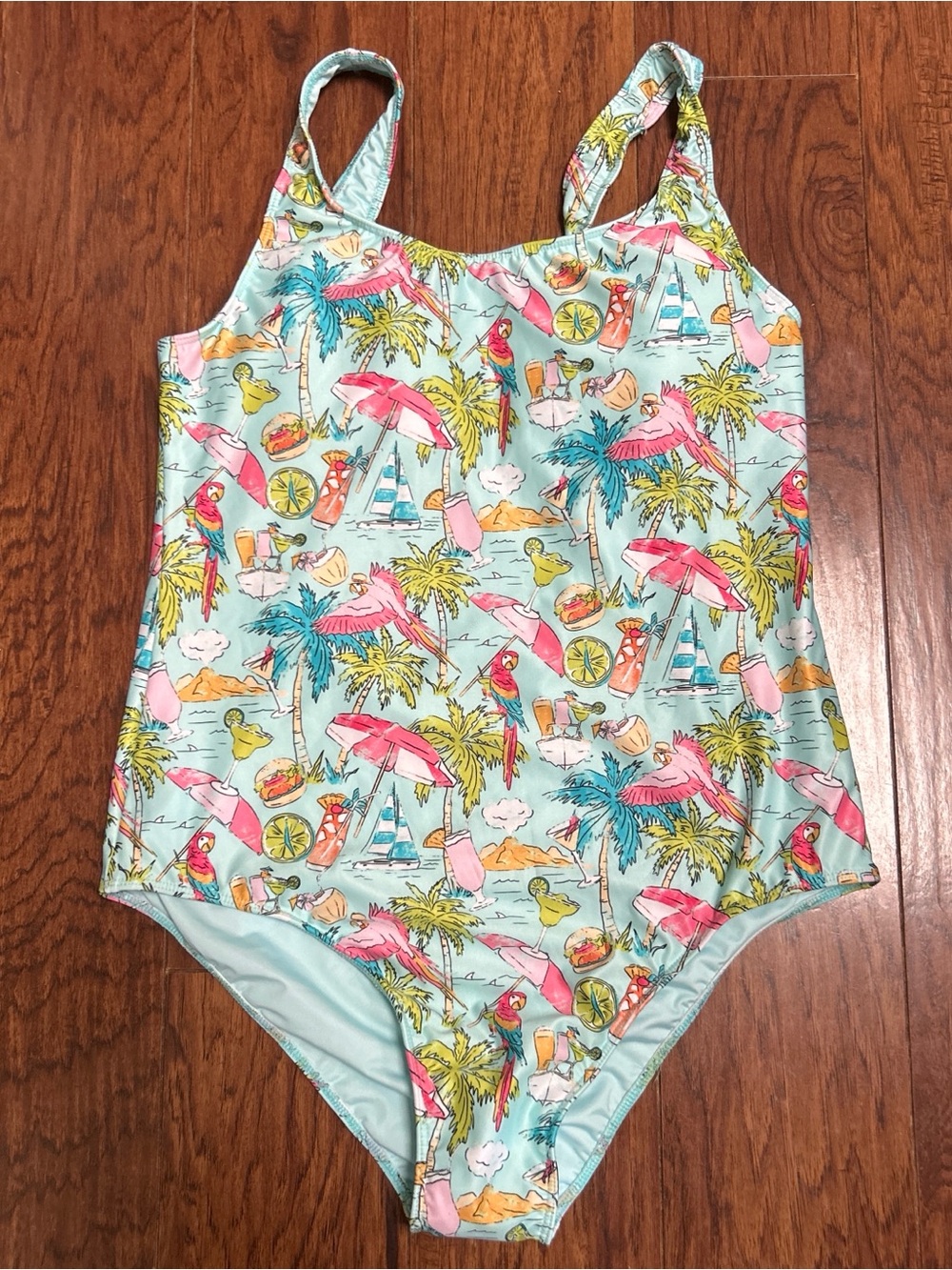 Margaritaville Tropical Print One-Piece Swimsuit with Hygiene Liner Size XL
